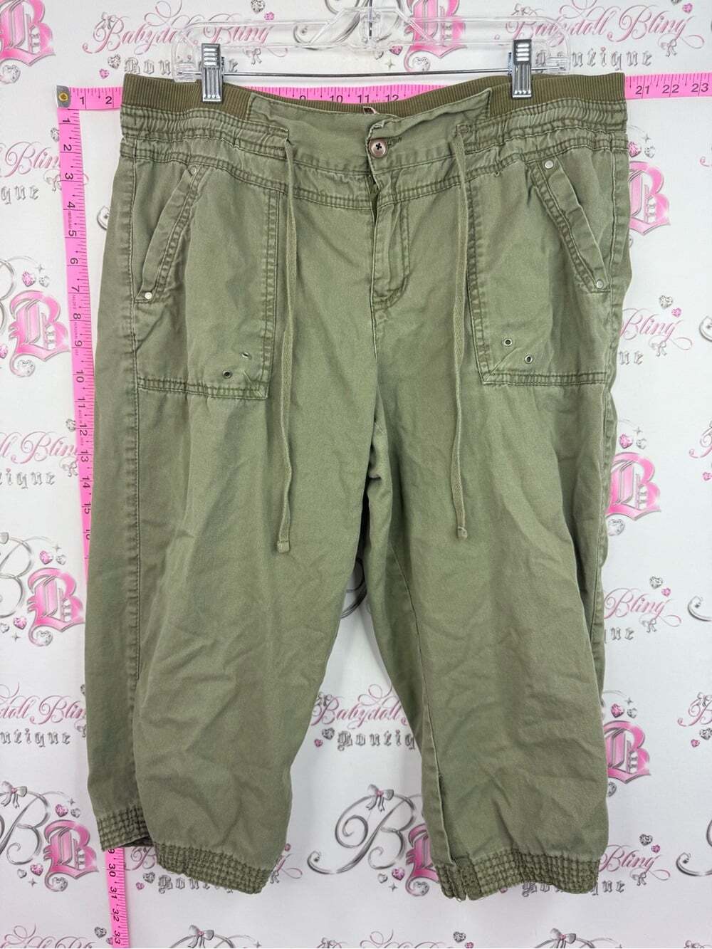 White Stag capri Olive Green Capri Cargo Drawstring Pants
